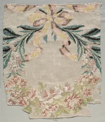 Seidenfragment, Teil des Panels genannt Le panier fleuri, 1770