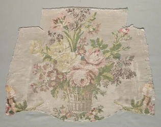 Seidenfragment, Teil eines Panels namens Le panier fleuri, 1770