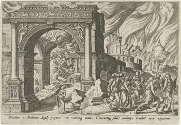 Lot und seine Familie verlassen die Stadt Sodom (Die Unglückstage des jüdischen Volkes)