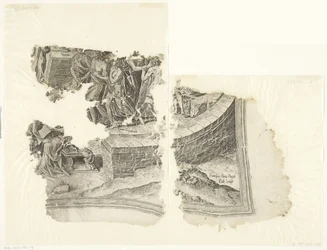 Rechteruntere Ecke einer Druckgrafik der Szene von Cebes (Tabula Cebetis Carta Vitae)