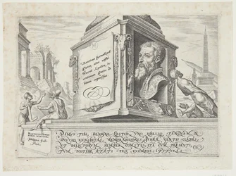 Titel, im Zentrum Heemskercks Porträt