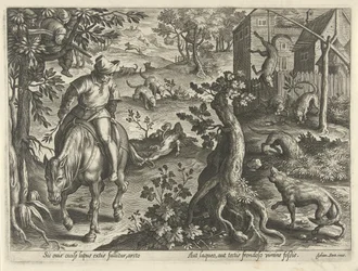 Wolfsjagd mit Fallen Jagdszenen (Serientitel) In quibus omne genus venationis, aucupij, piscatusque (Serientitel)