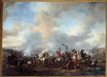 Großer Kampf von Reitern und Infanteristen
