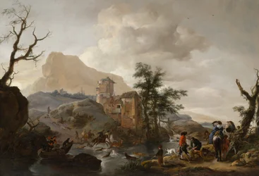 Hirschjagd in einem Fluss, ca. 1650-1655
