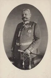 Feldmarschall Paul von Hindenburg, Kommandeur der deutschen Armee im Ersten Weltkrieg (s/w Foto)