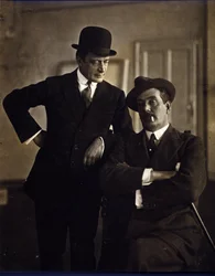 Der Komponist Giacomo Puccini (1858-1924) und der Musikverleger Tito Ricordi II (1865-1933)