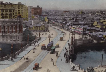 Japan, ca. 1912: Nihonbashi-Straße, Tokio (Foto)