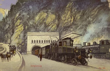 Zug am Eingang des Simplontunnels