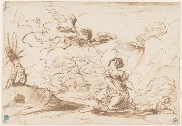 Der Engel erscheint Hagar und Ismael in der Wüste
