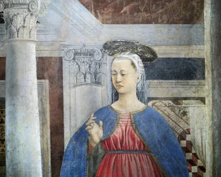 Detail aus der Legende vom Wahren Kreuz: Verkündigung