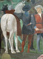 Die Legende vom Wahren Kreuz, der Empfang der Königin von Saba durch König Salomo (Detail)