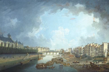 Das Erzbistum, Tournelle-Brücke und Port Saint-Bernard vom Rathaus in Paris aus gesehen, von Pierre Antoine Demachy