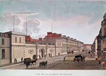 Die Bank von Frankreich von der Rue Croix-Petits-Champs in Paris (Gravur)