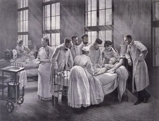 Der Krupphusten geheilt von Doktor Roux, graviert von E. Buval