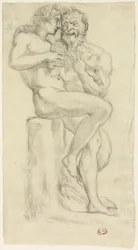 Studie einer nackten Figur und eines Fauns