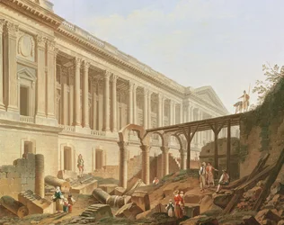 Abriss des Hotel de Bourbon und Räumung der Louvre-Kolonnade, ca. 1764