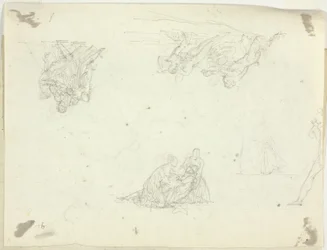 Blatt mit Skizzen: Gruppen von Figuren