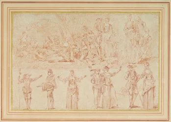 Zwei Fêtes galantes und Studien einzelner Figuren und Paare