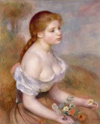 Ein junges Mädchen mit Gänseblümchen