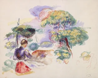 Landschaft mit einem Mädchen, ca. 1890
