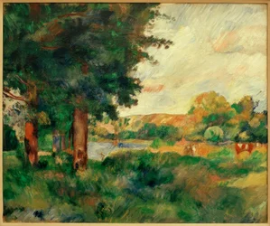Landschaft der Île-de-France mit großen Bäumen