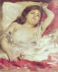 Halbnackte Frau im Bett: Die Rose, vor 1872