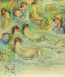 Studien von Pierre Renoir, seiner Mutter, Aline Charigot, Akten und Landschaft, 1885-86
