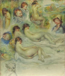 Studien von Pierre Renoir, seiner Mutter, Aline Charigot, Akte und Landschaft, 1885-86