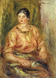 Frau mit rosa Korsage