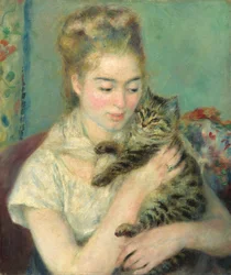 Frau mit Katze, ca. 1875