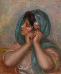 Junge Frau, die ihren Ohrring anlegt, 1905