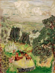 Der Olivenhain; Landschaft mit Ziegen