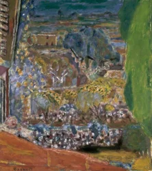 Landschaft mit roten Dächern