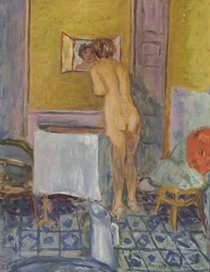Akt mit rotem Tuch (Akt bei ihrer Toilette)