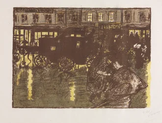 Straße am Abend im Regen