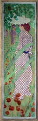 Frau mit quadrilliertem Kleid