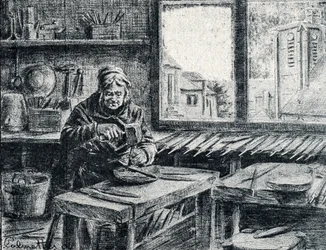 Ein Arbeiter bei der Feilenherstellung. Gravur von Pierre Calmette. Private Sammlung