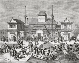 China, Shanghai, Zollhaus von Shanghai, Gravur