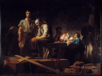 Revolution von 1848: Erste Arbeit nach dem Aufstand im Februar 1848. Trauer der Familien der Opfer, die an den Februartagen 1848 starben