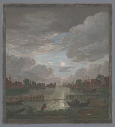 Ansicht eines Kanals in der Umgebung von Haarlem bei Mondlicht (Vue du canal proche de Haerlem)