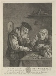 Freuden des Alters nach dem Gemälde von David Teniers dem Jüngeren, Mitte des 18. Jahrhunderts