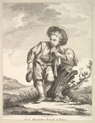 Kleiner Junge mit einem Korb voller Trauben, aus Deuxième Livre de Figures d