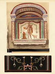 Lararium-Nischenmalerei, dem Herkules gewidmet, in einem Anbau (Casa del Cenacolo, V