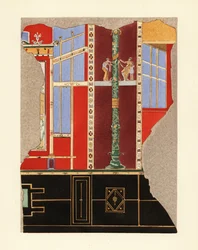 Paneel in einem Raum des Casa di Laocoonte oder Haus des Laokoon, Pompeji, Dritter Pompejanischer Stil