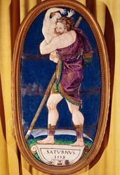 Plakette, die Saturn darstellt, aus dem Château de Madrid, Neuilly, 1559
