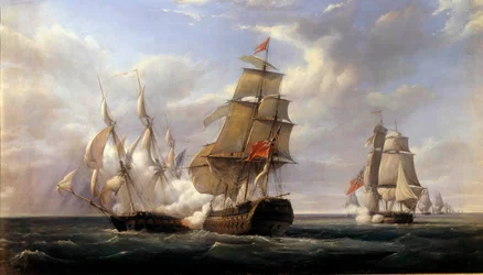 Schlacht der französischen Fregatte La Canonnière gegen das englische Schiff Le Tremendous am 21.04.1806