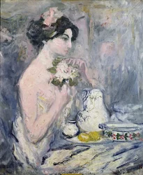 Frau mit einem Blumenstrauß