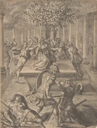 Die Plünderung von Troja - Pyrrhus tötet Priamos, vor 1654