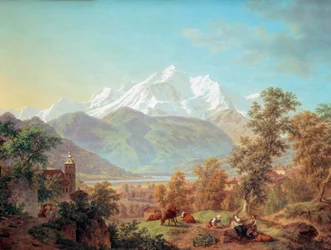 Der Mont-Blanc von Sallanches bei Sonnenuntergang gesehen