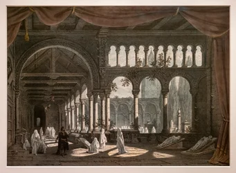 Robert der Teufel, Dekorationen für das zweite Gemälde von Akt III. 1831. Lithographie